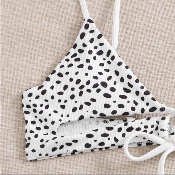 black and white dalmatian print hi-cut bikini - Picture 2 of 4